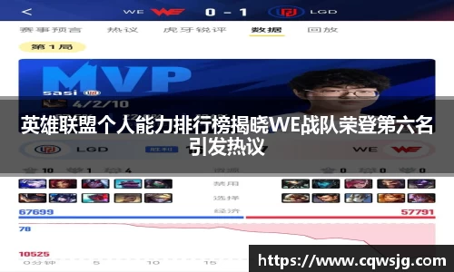 英雄联盟个人能力排行榜揭晓WE战队荣登第六名引发热议